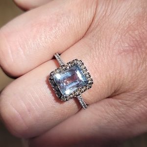 Effy aquamarine and diamond ring with chocolate and white diamonds